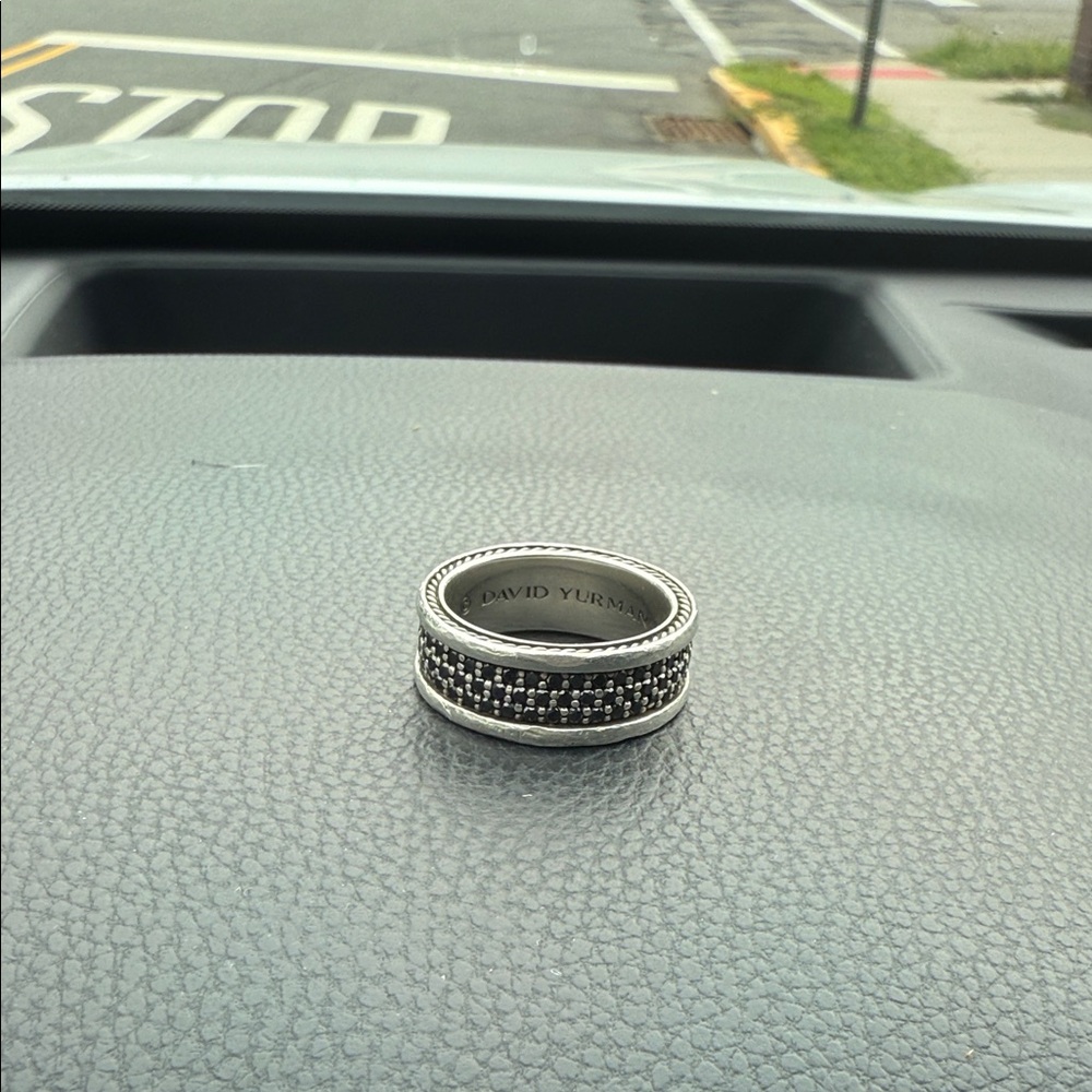 David Yurman Men's Black and Silver Band